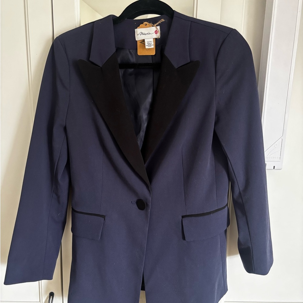 Navy Blazer with Black Lapels
